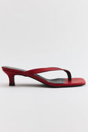 Leather Thong Heeled Slippers