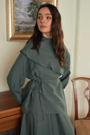 Cape Detailed Skirt Set