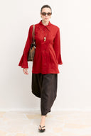Pleated Detail Fitted Organic Linen Shirt