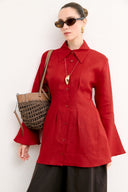 Pleated Detail Fitted Organic Linen Shirt