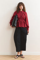 Pleated Balloon Poplin Shirt