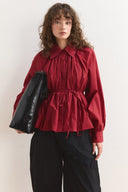 Pleated Balloon Poplin Shirt
