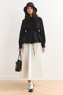 Pleated Balloon Poplin Shirt