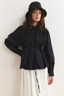 Pleated Balloon Poplin Shirt