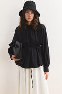 Pleated Balloon Poplin Shirt