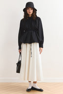 Pleated Balloon Poplin Shirt
