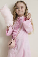 Pleated Detail Compact Cotton Satin Kids' Dress