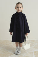 Pleated Detail Compact Cotton Satin Kids Dress