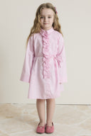 Pleated Detail Compact Cotton Satin Kids' Dress