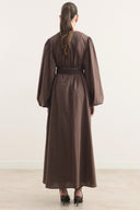 Pleated Belted Dacron Dress