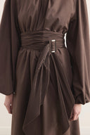 Pleated Belted Dacron Dress