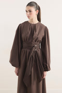 Pleated Belted Dacron Dress
