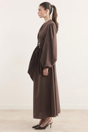 Pleated Belted Dacron Dress
