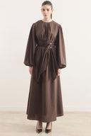 Pleated Belted Dacron Dress