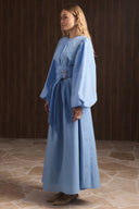 Pleated Belted Dacron Dress