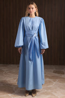 Pleated Belted Dacron Dress