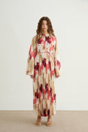 Pleated Patterned Dress