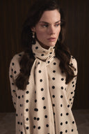 Polka Dot Tie-Neck Blouse