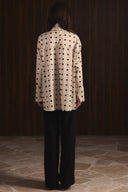 Polka Dot Tie-Neck Blouse