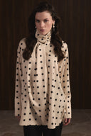 Polka Dot Tie-Neck Blouse