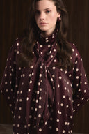 Polka Dot Tie-Neck Blouse