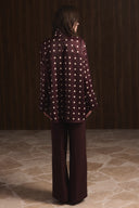 Polka Dot Tie-Neck Blouse