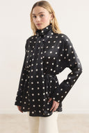 Polka Dot Tie-Neck Blouse