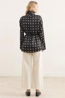 Polka Dot Tie-Neck Blouse