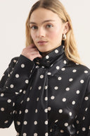 Polka Dot Tie-Neck Blouse