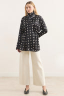 Polka Dot Tie-Neck Blouse
