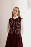 Sabella Linen Vest and Skirt Set with Stone Detail