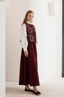 Sabella Linen Vest and Skirt Set with Stone Detail
