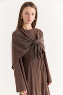 Shawl Detail Tie-Front Dress