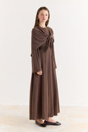 Shawl Detail Tie-Front Dress