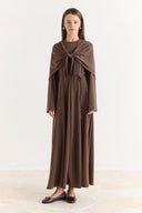 Shawl Detail Tie-Front Dress