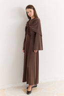 Shawl Detail Tie-Front Dress