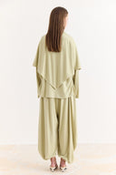 Shawl-Detail Pants Set