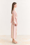 Satin Printed Straight Striped Skirt Set
