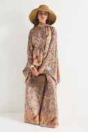 Satin Ethnic Printed Poncho and Pants Set