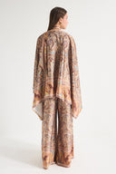 Satin Ethnic Printed Poncho and Pants Set