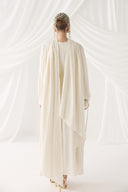 Satin Crushed Velvet Evening Dress with Cape
