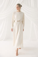 Satin Crushed Velvet Evening Dress with Cape