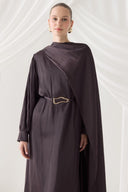 Satin Crushed Cape Evening Dress