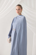 Satin Crushed Cape Evening Dress