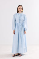 Selen Waist-Ruched Spaghetti Strap Voile Dress
