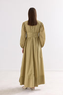 Selen Waist-Ruched Spaghetti Strap Voile Dress
