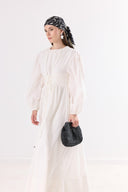Selen Waist-Ruched Voile Dress with Spaghetti Straps