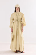 Selen Waist-Ruched Spaghetti Strap Voile Dress