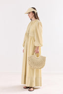 Selen Waist-Ruched Spaghetti Strap Voile Dress