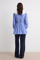 Selena Collar Detail Striped Shirt
